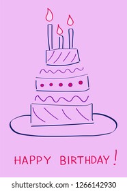 Happy Birthday greeting card with a Birthday cake