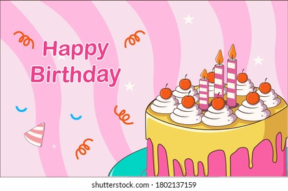 Happy Birthday Greeting Card Birthday Cake Stock Vector (Royalty Free ...