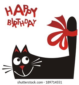 Happy birthday greeting card cat vector illustration