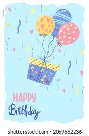 Happy Birthday greeting card. Celebration or holiday items.
