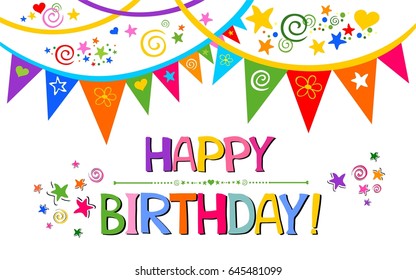 Happy Birthday Greeting Card Celebration Background Stock Vector ...