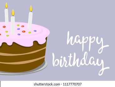 happy birthday greeting card with colorful birthday cake illustration