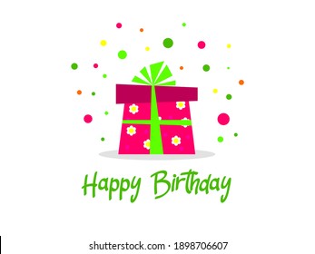 Happy Birthday Greeting card with colorful presents  for holidays flyers, greetings, invitations cards and birthday themed congratulations and banners. Vector illustration on white Background