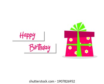 Happy Birthday Greeting card with colorful presents  for holidays flyers, greetings, invitations cards and birthday themed congratulations and banners. Vector illustration on white Background