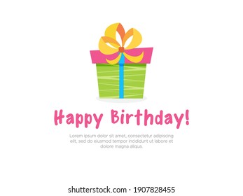 Happy Birthday Greeting card with colorful presents  for holidays flyers, greetings, invitations cards and birthday themed congratulations and banners. Vector illustration on white Background