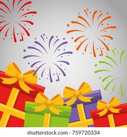happy birthday greeting card colorful fireworks