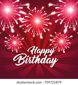 happy birthday greeting card colorful fireworks