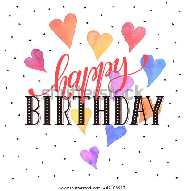 Happy Birthday Greeting Card Colorful Watercolor Stock Vector (Royalty ...
