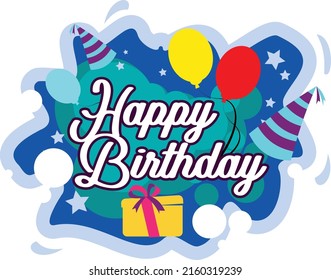 Happy Birthday Greeting Card Congratulations Hand Stock Vector (Royalty ...