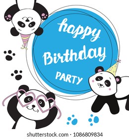 Happy Birthday Greeting Card With Cute Panda