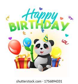Happy birthday greeting card with a cute panda