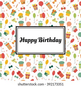 Happy Birthday greeting card. Cute postcard. Vector illustration