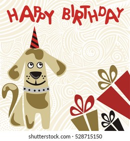 Happy Birthday Greeting Card Cute Cartoon Stock Vector (Royalty Free ...