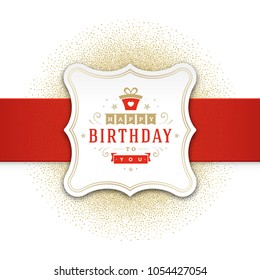 Happy birthday greeting card design vector illustration. Birthday badge or label template.