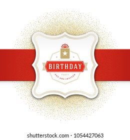 Happy birthday greeting card design vector illustration. Birthday badge or label template.