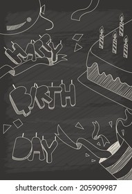 Happy Birthday greeting card design in vintage style with chalkboard , eps10 vector format