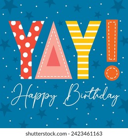 happy birthday greeting card design on blue color background