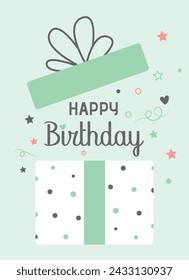 Happy birthday greeting card design, wishing happy birthday template