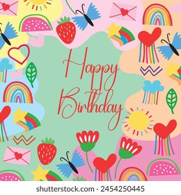 Happy birthday greeting card design.