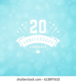 Happy Birthday Greeting Card Design Vector Template. Vintage Typographic Birthday Badge Or Label With Wish Message And Decoration Elements On Bokeh Lights Background. Eps 10.