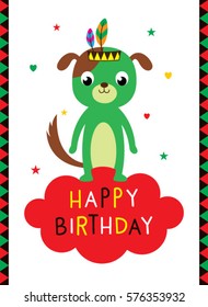 happy birthday greeting card with dog graphic vector