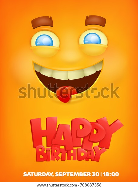 Happy Birthday Greeting Card Emoji Smile Stock Vector (Royalty Free ...