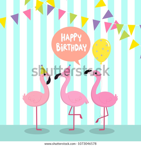 Herzlichen Glückwunsch zum Geburtstag Grußkarte mit Flamingo.