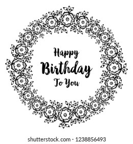 Happy Birthday greeting card with floral vector art