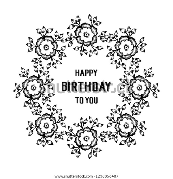 Happy Birthday Greeting Card Floral Vector Stock Vector (Royalty Free ...