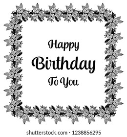 Happy birthday greeting card with flower vector illustration
