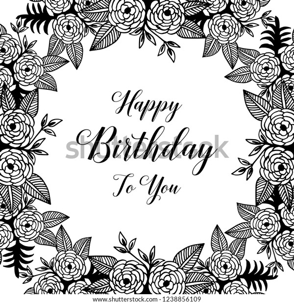 Happy Birthday Greeting Card Flower Vector Stock Vector (Royalty Free ...