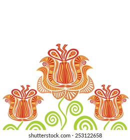 Happy birthday greeting card flowers with gift vector illustration
