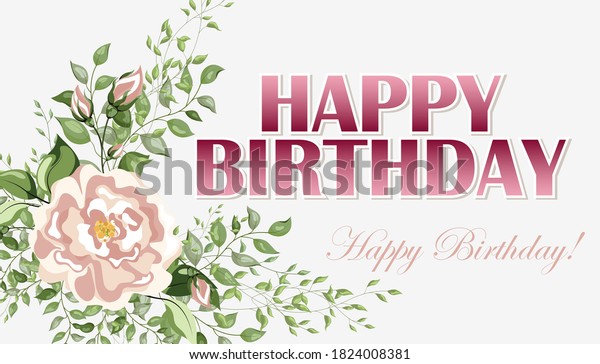 Happy Birthday Greeting Card Flowers Hand Stock Vector Royalty Free 1824008381