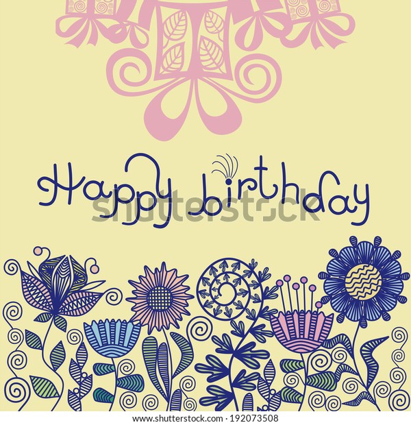 Happy Birthday Greeting Card Flowers Vector Stock Vector (Royalty Free ...