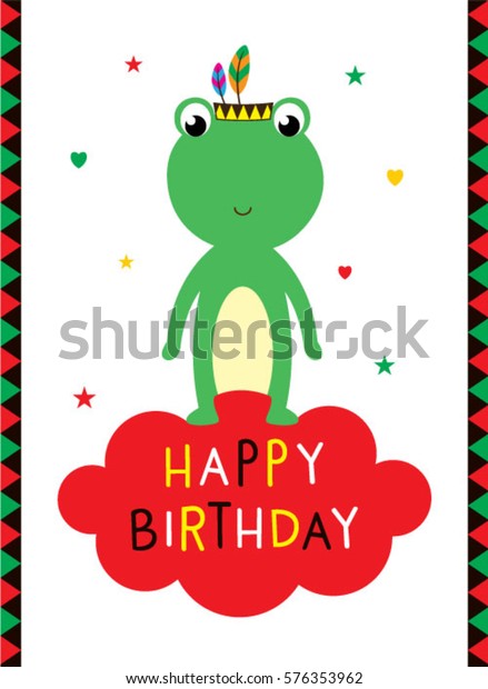 Happy Birthday Greeting Card Frog Graphic Stock Vector (Royalty Free ...