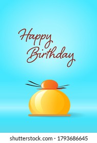 Happy birthday greeting card with a funny cupcake.