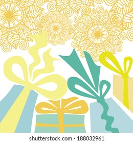 Happy birthday greeting card gifts vector illustration