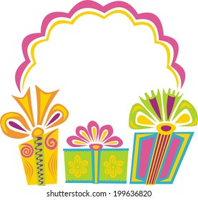 Happy birthday greeting card gifts vector illustration