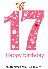 happy birthday greeting card for girls,white background.
