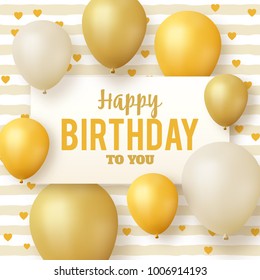 Happy Birthday greeting card - gold and white birthday card template