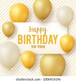 Happy Birthday greeting card - gold and white birthday card template