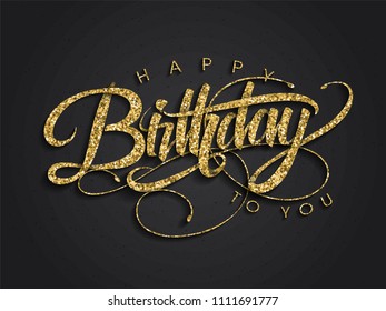 Happy Birthday Greeting Card With Gold Lettering Design