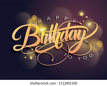 Happy Birthday greeting card with Golden lettering design