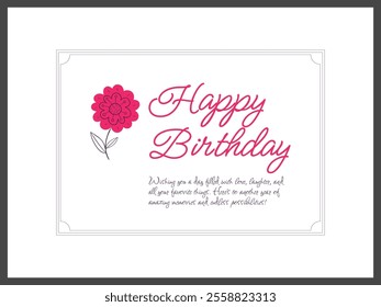 Happy Birthday Greeting Card with Hand-Drawn Flower Illustration
Happy Birthday Card with Hand-Drawn Flower Illustration, Artistic Floral Design for Greeting and Celebration