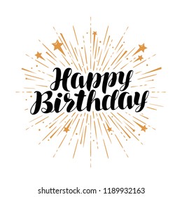 Happy Birthday Greeting Card Handwritten Lettering Stock Vector ...