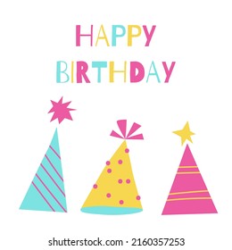 Happy Birthday Greeting Card with birthday hats