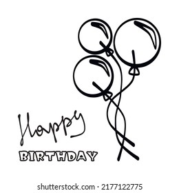 Happy Birthday. Greeting card with the image of balloons.
