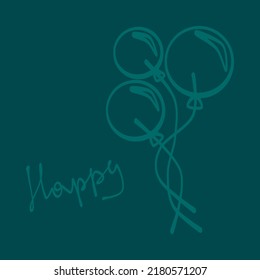 Happy Birthday. Greeting card with the image of balloons.