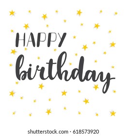 Happy Birthday greeting card. Greeting logotype for poster, flyer, postcard, banner or invitation. Cute postcard. Vector illustration