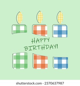 happy birthday greeting card, minimalism, with candles and checked pattern.jpg